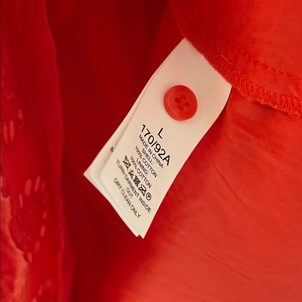 Kate Spade Orange Midi Tie Waist Eyelet 100% Cotton Dress! Size Large